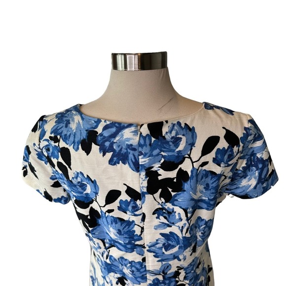 Talbots Dress Womens Floral Short Sleeve Knee Length Spring Summer White 10P - Picture 7 of 11